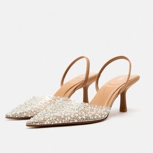 Zara Pearl Sling back heels